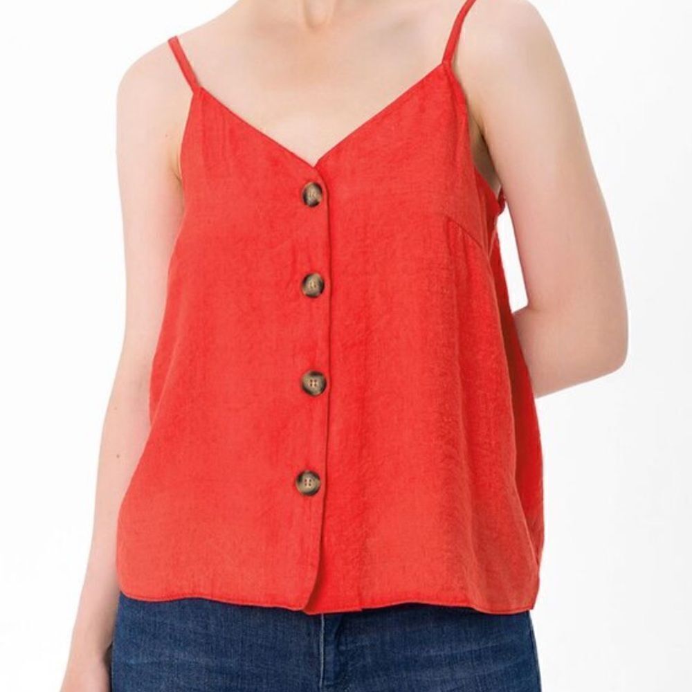 BP A-Line Button Front Tank Top Red Size Medium